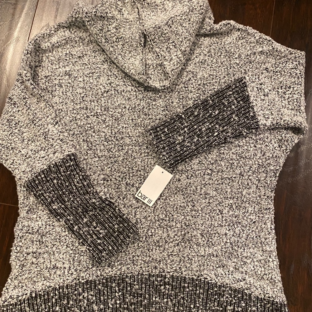 Cowl neck multi- colored sweater